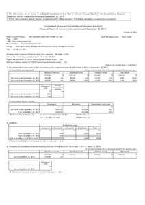 Consolidated Quarterly Financial Report〔Japanese Standard〕
