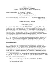 Jon Wellinghoff / Columbia Gas Transmission / Energy / Texas Gas Transmission / Federal Energy Regulatory Commission / Natural gas storage