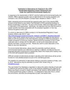 California / Environment of the United States / Emission standards / United States / Fuels / Low-carbon fuel standard / California Environmental Quality Act / California Air Resources Board / Rulemaking / Environment of California / Air pollution in California / California statutes