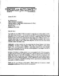 Ii  January 28,201 1 Mr. Richard Boyd Office of Defects Investigation
