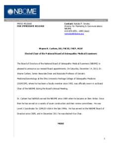 PRESS RELEASE FOR IMMEDIATE RELEASE