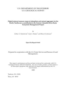 Digital mineral resource maps of phosphate and natural aggregate for the Pacific Northwest:  a contribution to the Interior Columbia River Basin Ecosystem Management Project