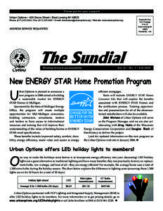 Fall 2005 • The Sundial • 1  Thank you for your support! Urban Options • 405 Grove Street • East Lansing MI[removed]Phone: ([removed] • Fax: ([removed] • E-mail: [removed] • Web sit