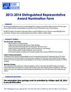 [removed]Distinguished Representative Award Nomination Form SUMMARY The Distinguished Representative Award is designed to recognize Set and Class Representatives that have gone above and beyond their responsibilities to