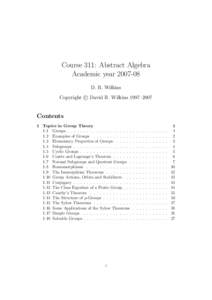 Course 311: Abstract Algebra Academic year[removed]D. R. Wilkins c David R. Wilkins 1997–2007 Copyright
