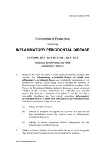 Instrument No.368 of[removed]Statement of Principles concerning  INFLAMMATORY PERIODONTAL DISEASE