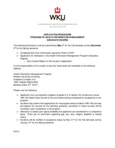 A LEADING AMERICAN UNIVERSITY WITH INTERNATIONAL REACH  ALLIED HEALTH APPLICATION PROCEDURE PROGRAM OF HEALTH INFORMATION MANAGEMENT ASSOCIATE DEGREE