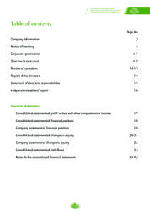 REA VIPINGO PLANTATIONS LIMITED ANNUAL REPORT AND FINANCIAL STATEMENTS FOR THE YEAR ENDED 30TH SEPTEMBER 2013 Table of contents