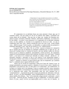 El Poder del Compromiso Revista PROMETEO Revista Mexicana Trimestral de Psicología Humanista y Desarrollo Humano, No. 35 , 2003