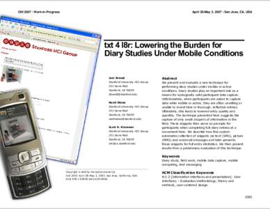 txt 4 l8r: Lowering the Burden for Diary Studies Under Mobile Conditions