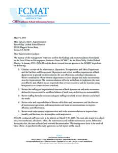 May 19, 2011 Marc Jackson, Ed.D., Superintendent Silver Valley Unified School DistrictDaggett-Yermo Road Yermo, CADear Superintendent Jackson: