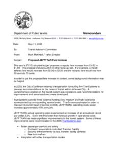Department of Public Works  Memorandum 320 E. McCarty Street • Jefferson City, Missouri 65101 • P • F • www.jeffcitymo.org