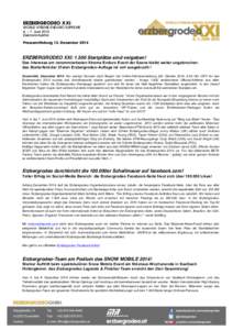 ERZBERGRODEO XXI WORLD XTREME ENDURO SUPREME 4. – 7. Juni 2015 Eisenerz-Austria Pressemitteilung 12. Dezember 2014