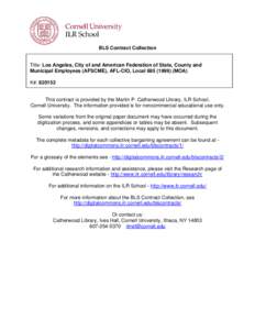 BLS Contract Collection  Title: Los Angeles, City of and American Federation of State, County and Municipal Employees (AFSCME), AFL-CIO, Local[removed]MOA) K#: 820152