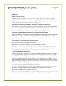 New Mexico Department of Game and Fish Big Game Draw Frequently Asked Questions Page 1  Page 1