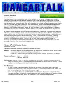 Newsletter of Experimental Aircraft Association Chapter 84 at Harvey Field in Snohomish, WA  March 2013 Next Chapter Meeting:
