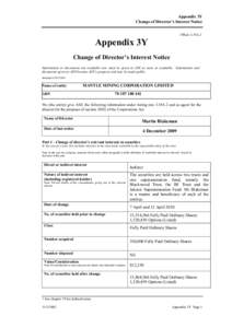 Appendix 3Y Change of Director’s Interest otice 19Rule 3.19A.2 Appendix 3Y Change of Director’s Interest otice