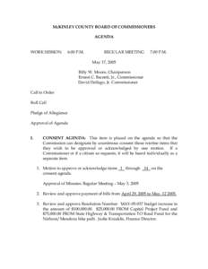 McKINLEY COUNTY BOARD OF COMMISSIONERS AGENDA WORK SESSION 6:00 P.M.