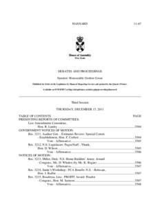 HANSARD[removed]DEBATES AND PROCEEDINGS Speaker: Honourable Gordon Gosse