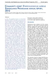 Community-onset Staphylococcus aureus Surveillance Programme, 2012	  Annual reports Community-onset Staphylococcus aureus Surveillance Programme, 2012