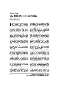 Commentary  Gay dads: Choosing surrogacy Arlene Istar Lev HE MORE I LEARN ABOUT LESBIAN, Gay, Bisexual, and Transgender