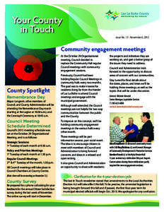 Your County in Touch Issue No. 13 • November 6, 2012 Community engagement meetings At the October 29 Organizational