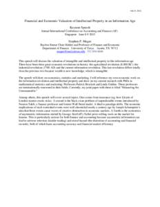 Feb 27, 2015  Financial and Economic Valuation of Intellectual Property in an Information Age Keynote Speech Annual International Conference on Accounting and Finance (AF) Singapore June