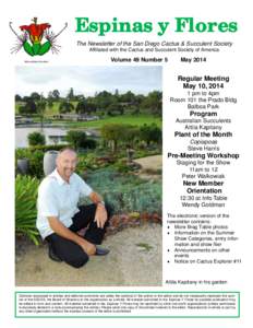 Espinas y Flores The Newsletter of the San Diego Cactus & Succulent Society Affiliated with the Cactus and Succulent Society of America