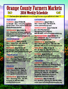 Orange County Farmers Markets b 2014 Weekly Schedule  b