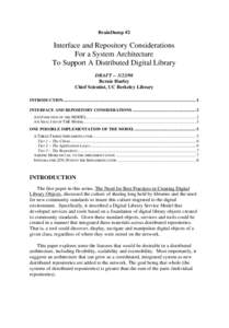 BrainDump #2  Interface and Repository Considerations For a System Architecture To Support A Distributed Digital Library DRAFT[removed]