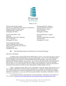 March 23, 2011 The Honorable Timothy Geithner Secretary, U.S. Department of the Treasury, and Chairman, Financial Stability Oversight Council 1500 Pennsylvania Avenue, NW Washington, DC 20220