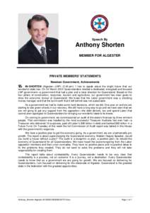 Hansard, 2 MaySpeech By Anthony Shorten MEMBER FOR ALGESTER