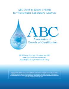 ABC Need-to-Know Criteria for Wastewater Laboratory Analysts