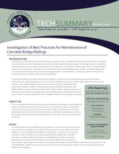 TECHSUMMARYJanuary 2015 State Project NoLTRC Project No. 12-3C Investigation of Best Practices for Maintenance of Concrete Bridge Railings INTRODUCTION