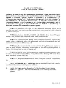 BOARD OF SUPERVISORS GOOCHLAND COUNTY, VIRGINIA Ordinance to amend Article 21 (“Supplementary Regulations”) of the Goochland County Zoning Ordinance (Appendix A to the Goochland County Code of Ordinances) by adding D