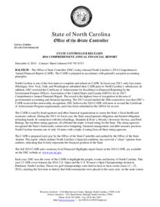 State of North Carolina LINDA COMBS STATE CONTROLLER Office of the State Controller