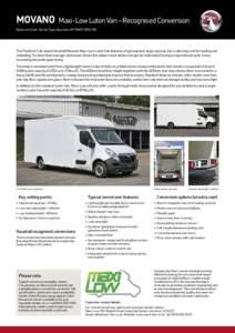 MOVANO  Maxi-Low Luton Van – Recognised Conversion National Small Series Type Approval e11*NKS*1556*00