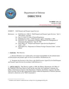 DoD Directive 1000.21E, October 20, 2009; Incorporating Change 1, June 12, 2012