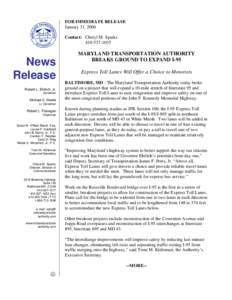 FOR IMMEDIATE RELEASE January 31, 2006 Contact: Cheryl M. SparksNews