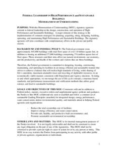 Federal Leadership in High Performance and Sustainable Buildings Memorandum of Understanding