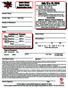 Junior Attack Dance Camp Registration Form Camper’s Name Camper’s Age