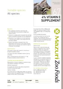 SPECIAL DIETS DATASHEET 67  Suitable species