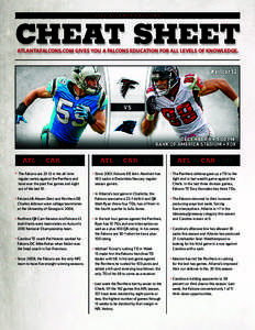 AT L A N TA FA L C O N S  CHEAT SHEET ATLANTAFALCONS.COM GIVES YOU A FALCONS EDUCATION FOR ALL LEVELS OF KNOWLEDGE.  ATL