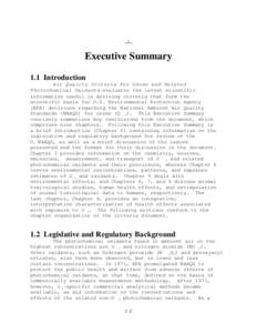 1  Executive Summary 1.1 Introduction Air Quality Criteria for Ozone and Related Photochemical Oxidants evaluates the latest scientific