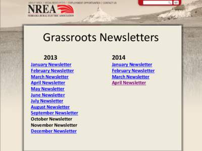 Grassroots Newsletters 2013 January Newsletter February Newsletter March Newsletter April Newsletter