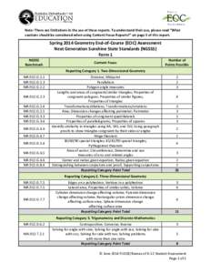 Spring 2014 Geometry EOC Assessment Content Focus Report