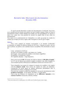 Baromètre Adia- Observatoire des discriminations Novembre 2006