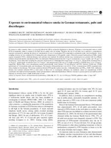 Journal of Exposure Science and Environmental Epidemiology[removed], 262–271 r 2008 Nature Publishing Group All rights reserved[removed]/$30.00 www.nature.com/jes  Exposure to environmental tobacco smoke in German