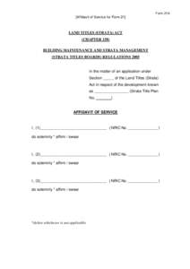 Form 21A  [Affidavit of Service for Form 21] LAND TITLES (STRATA) ACT (CHAPTER 158)