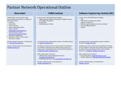 Partner Network Operational Outline Clearmodel CMMI Institute  Software Engineering Institute (SEI)